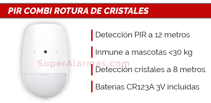 PIR COMBI rotura de cristales alarma Hikvision AX-Pro