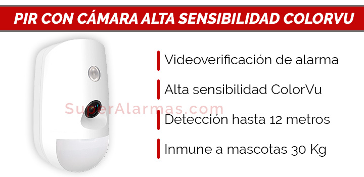 Detector de movimiento con cámara alta sensibilidad ColorVu integrada