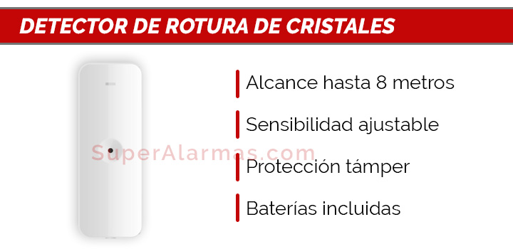 Detector de rotura de cristales para alarmas Hikvision AX-Pro