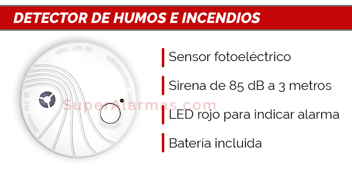 Detector de humos e incendios para Hikvisio AX-Pro DS-PDSMK-S-WE