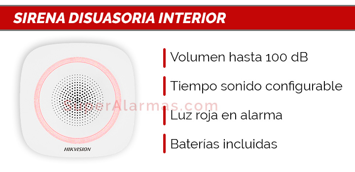 Sirena disuasoria para interior compatible con las alarmas Hikvision AX Pro