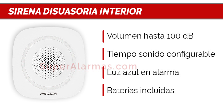 Sirena disuasoria para interior compatible con la alarma Hikvision AX Pro