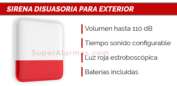 Sirena disuasoria con luz LED inalámbrica para alarmas Hikvision AX-Pro 64