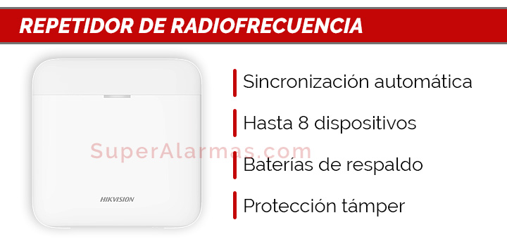 Repetidor de radiofrecuencia para alarmas Hikvision AXPro
