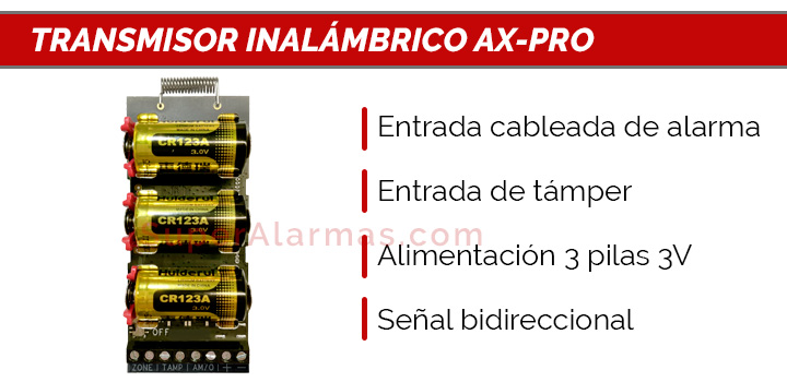 Transmisor inalámbrico con entrada cableada para Hikvision AX Pro