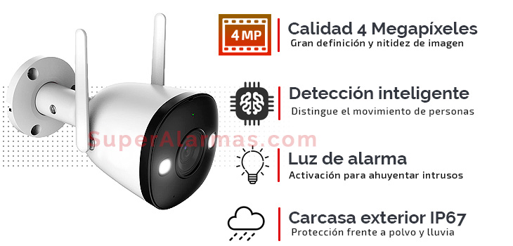 Cámara IP Wifi 2k con detección inteligente de humanos con información detallada de la misma 