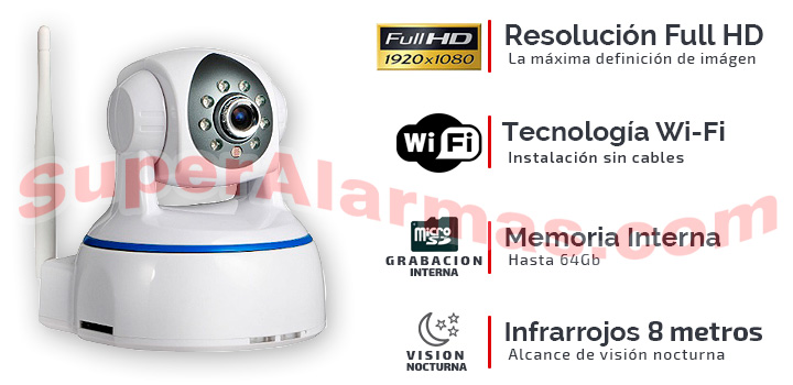 Cámara IP Wifi megapixel con infrarrojos y movimientos.