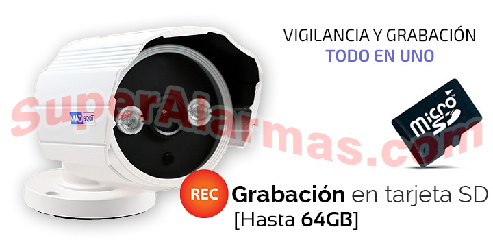 Cámara IP Wifi de exterior con grabación en tarjeta micro SD para almacenar vídeos.