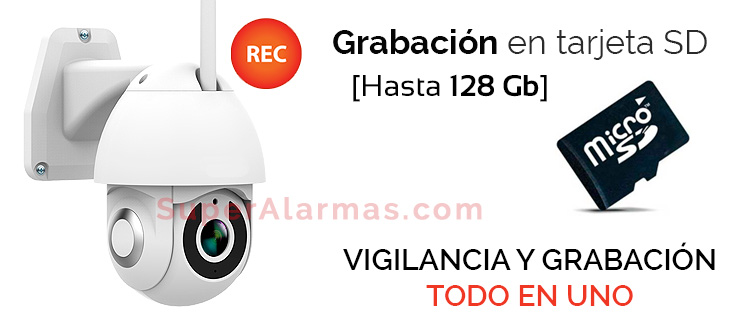 Cámara IP inalámbrica con grabación en tarjeta de memoria microSD.