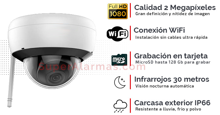 Cámara IP 4 megapíxeles Wifi con grabación y visión nocturna.
