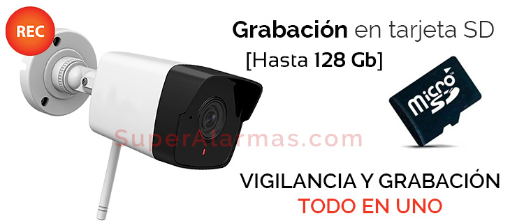 Cámara IP Wifi con grabación en tarjeta microSD interna hasta 128 Gb