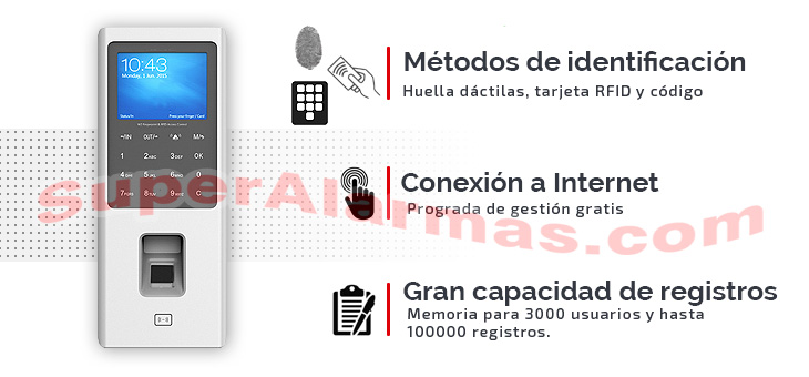 Control de acceso y presencia por huella, RFID y código PIN con conexión a Internet.