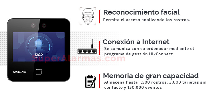Control de acceso con reconocimiento facial y conexión a Internet DS-K1T343EX