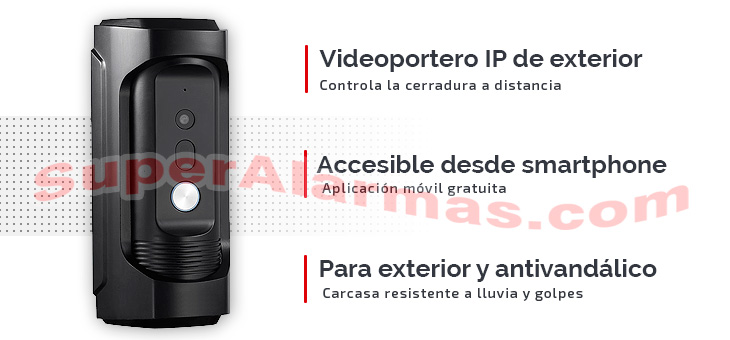 Videoportero IP con acceso desde aplicación móvil y control de cerradura.