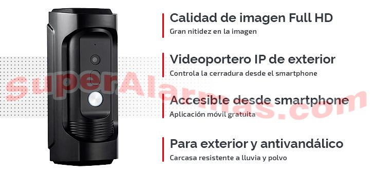 Videoportero IP calidad Full HD 1080P con aplicación móvil gratuita.